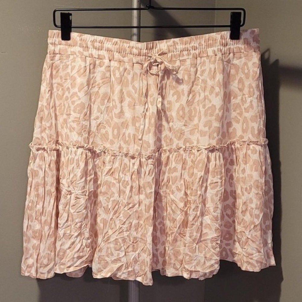 NEW Sanctuary Leopard Printโ Tiered Mini Skirt Women's Size XL Pink White